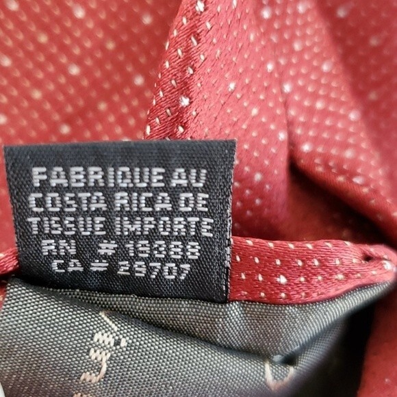 CALVIN KLEIN 100% SILK MEN'S TIE BRICK RED TINY POLKA DOTS, 3.75" WIDE - Picture 5 of 6